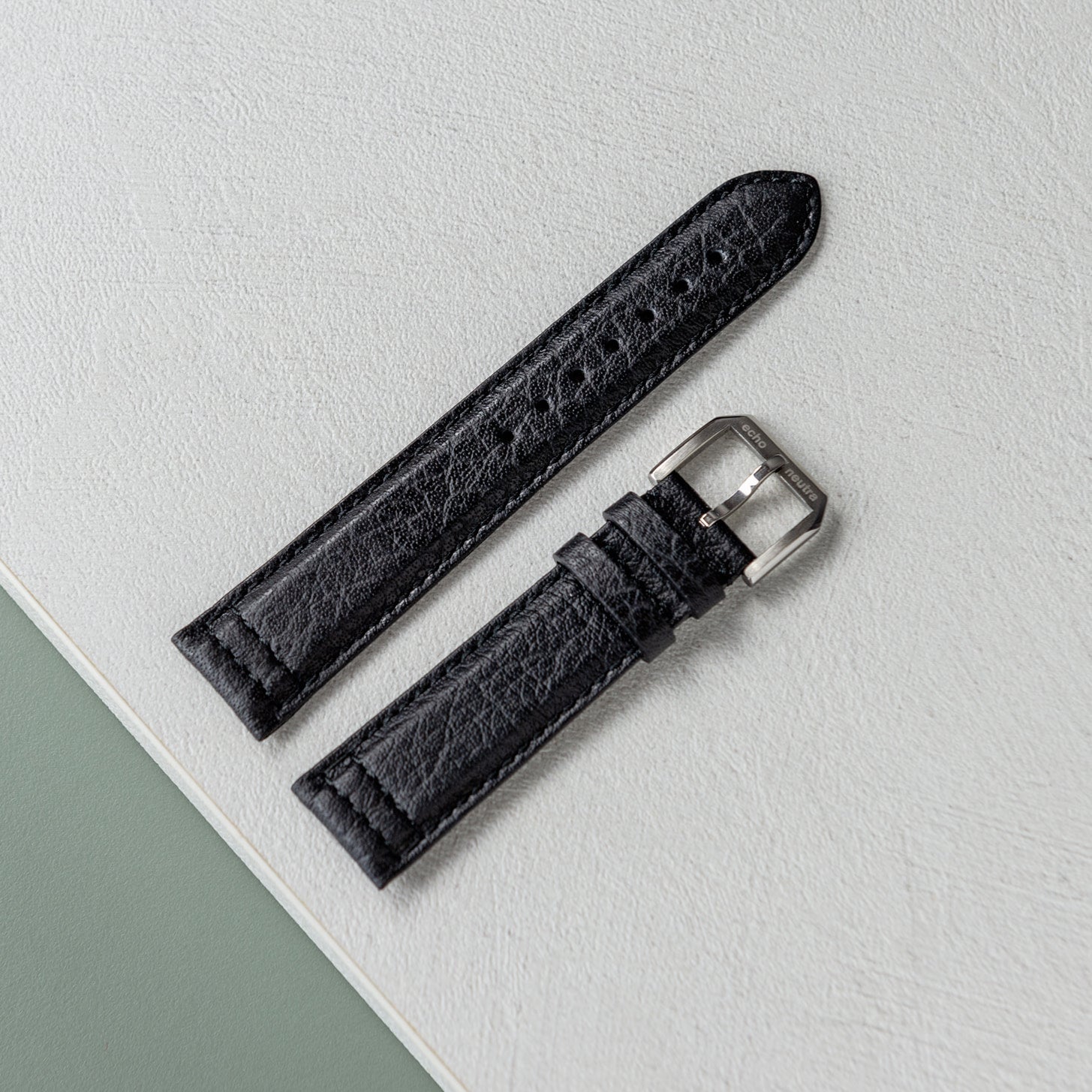 Black water buffalo leather strap | Made in Italy | echo/neutra